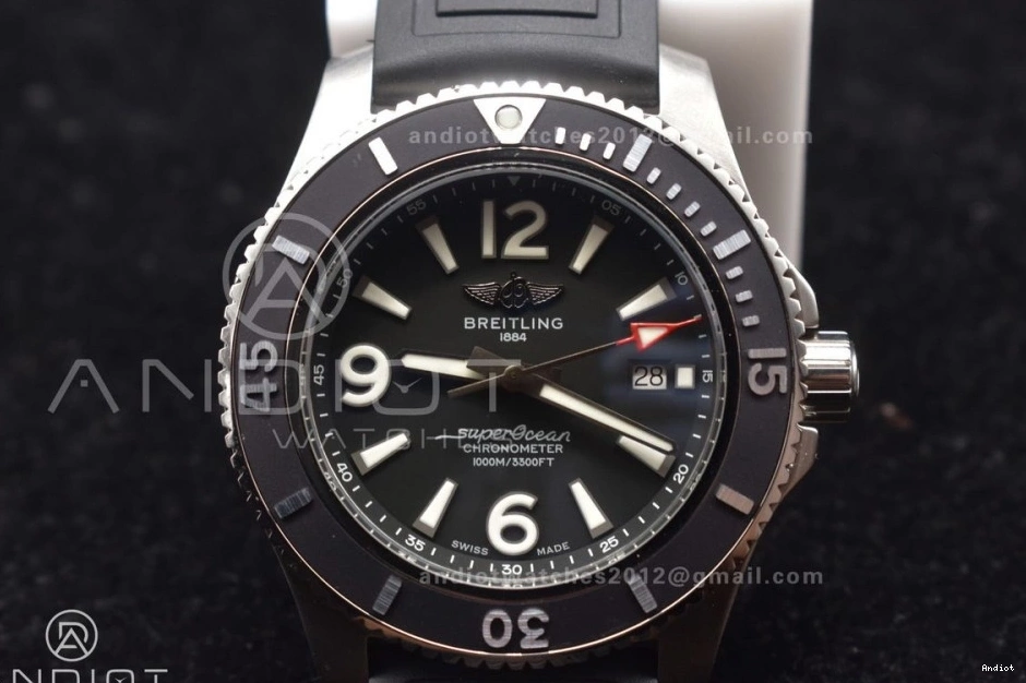 Rubber 1:1 TF 44 Black A Dial Durable Superocean Automatic Edition Bezel Black 467 Black Strap On Best 0724